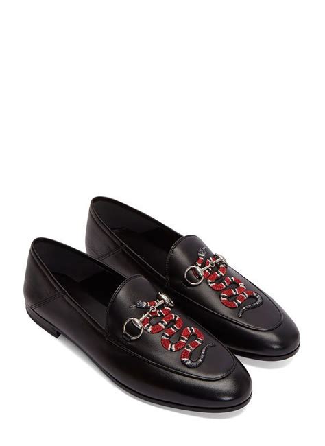 snake embroidery gucci loafers